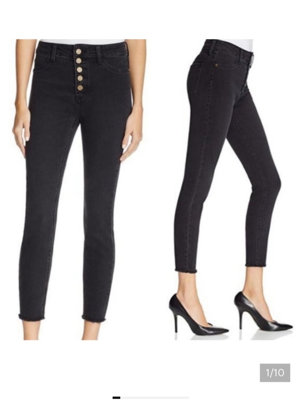 Pistola Naomi exposed button fly jeans 27 4 black crop raw hem stretch high rise